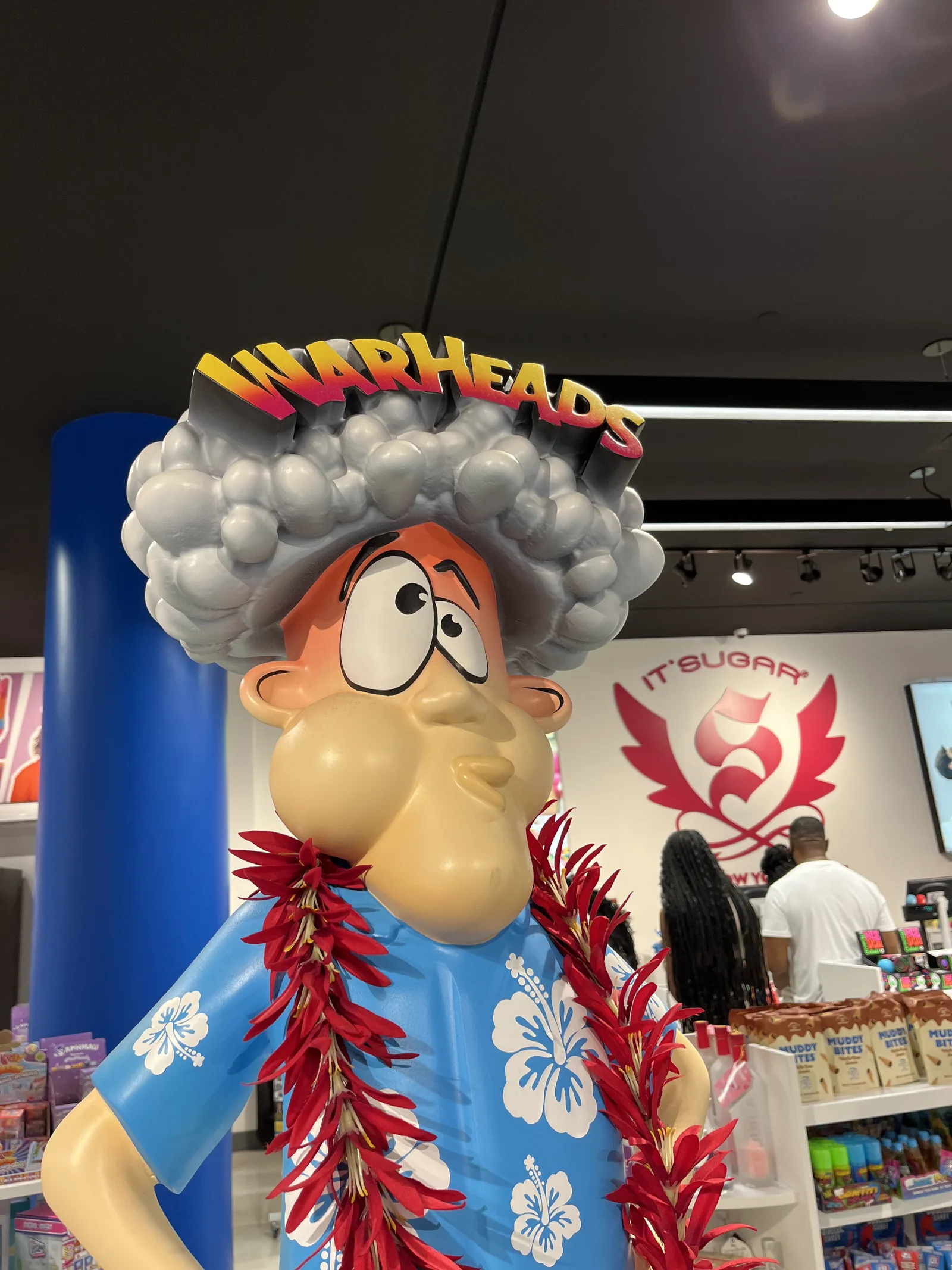 アロハシャツとレイ姿のWarheadsのキャラクター像